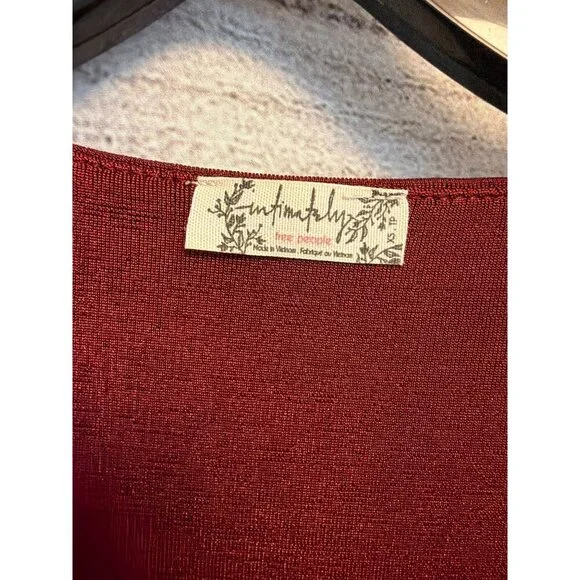 Intimately by Free People Turnt Long Sleeve Bodysuit in Wine Size XS - Picture 2 of 3